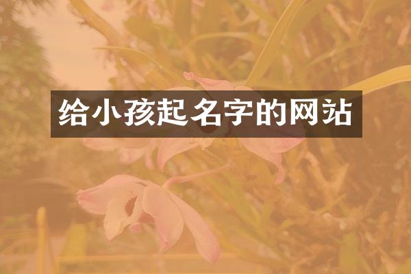 给小孩起名字的网站
