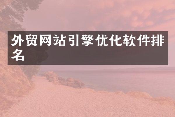 外贸网站引擎优化软件排名