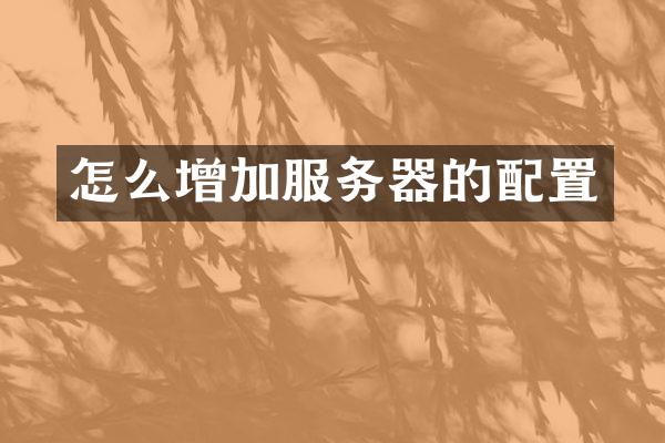 怎么增加服务器的配置