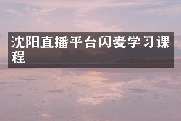 沈阳直播平台闪麦学习课程