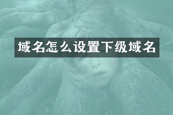 域名怎么设置下级域名