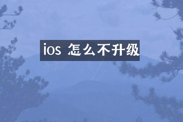 ios 怎么不升级