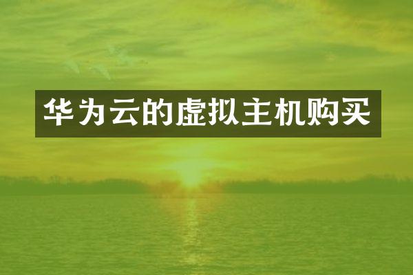 华为云的虚拟主机购买