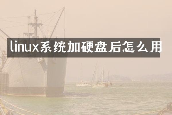 linux系统加硬盘后怎么用
