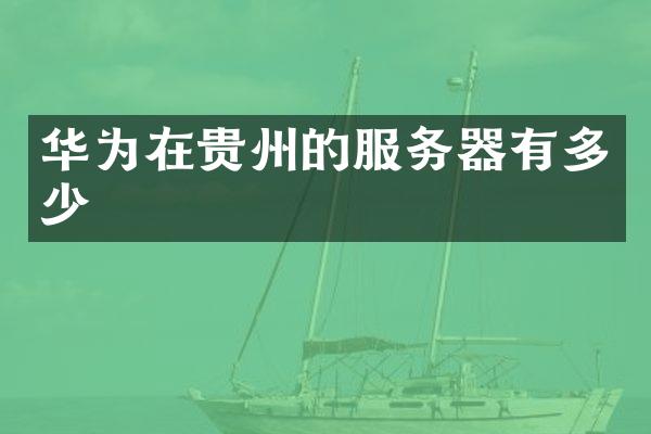 华为在贵州的服务器有多少