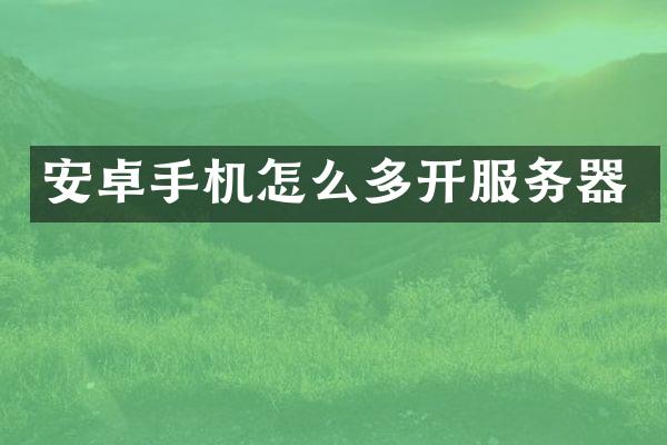 安卓手机怎么多开服务器