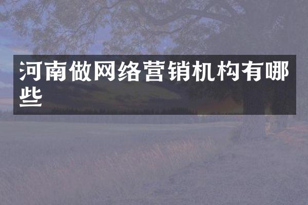 河南做网络营销机构有哪些