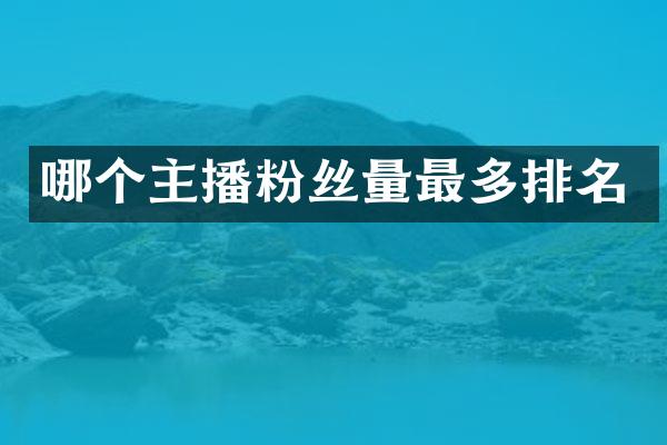 哪个主播粉丝量最多排名