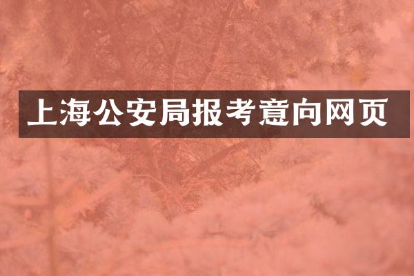上海公安局报考意向网页