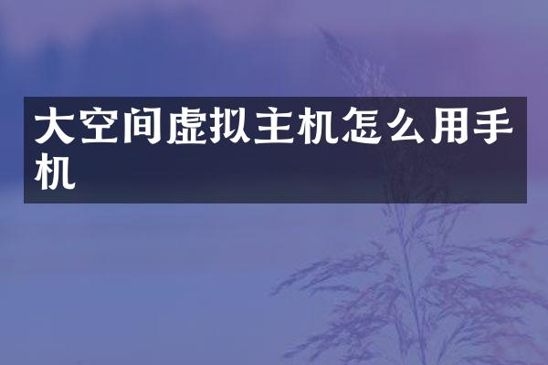 大空间虚拟主机怎么用手机