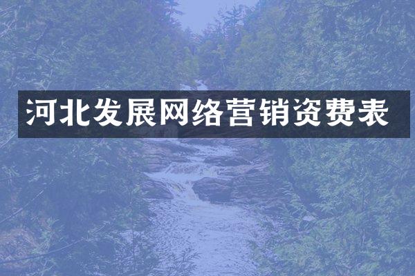 河北发展网络营销资费表