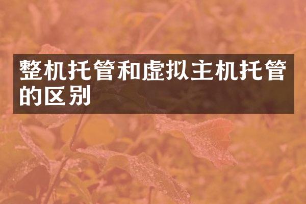整机托管和虚拟主机托管的区别