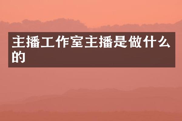主播工作室主播是做什么的