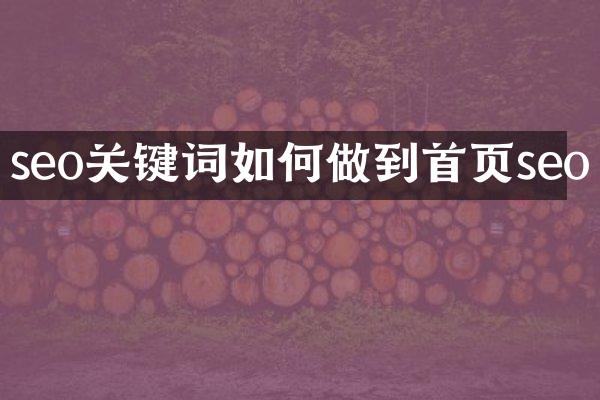 seo关键词如何做到首页seo