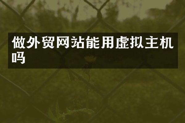 做外贸网站能用虚拟主机吗