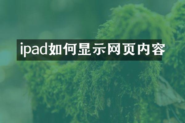 ipad如何显示网页内容