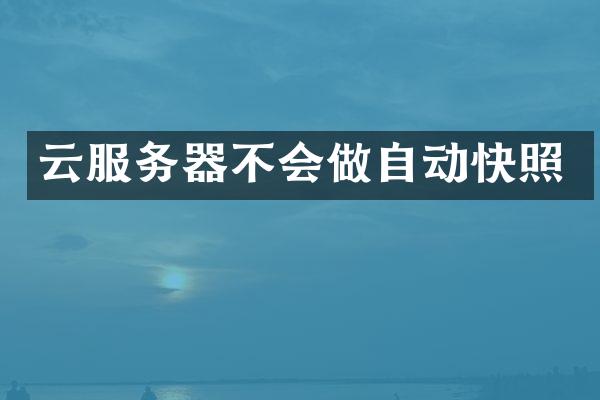 云服务器不会做自动快照