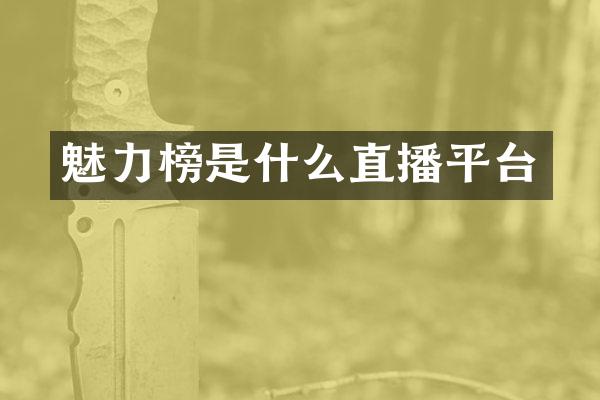 魅力榜是什么直播平台