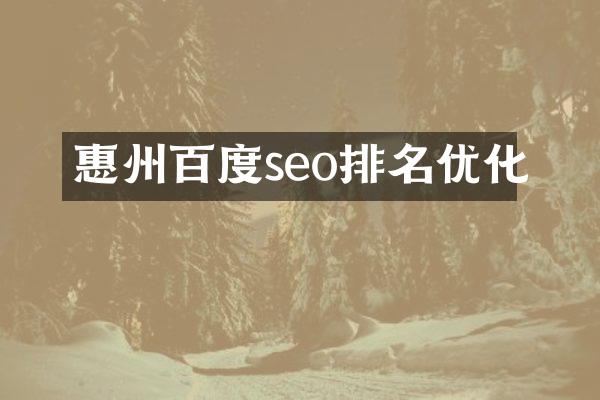 惠州百度seo排名优化