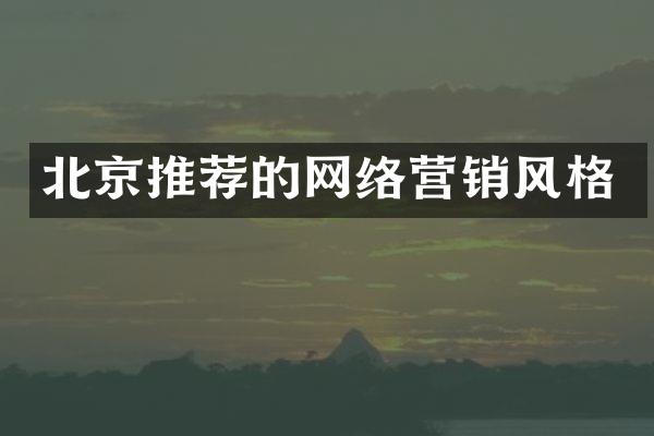 北京推荐的网络营销风格