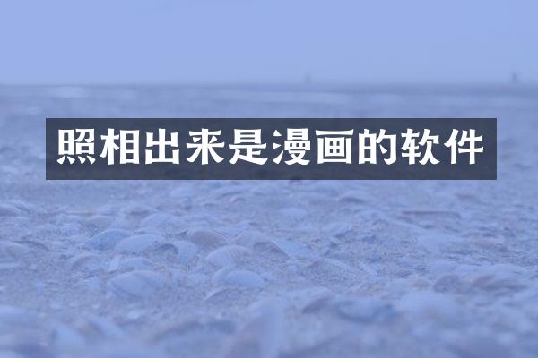 照相出来是漫画的软件
