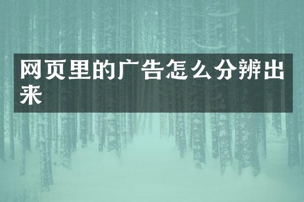网页里的广告怎么分辨出来