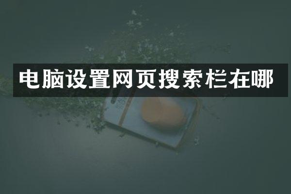 电脑设置网页搜索栏在哪