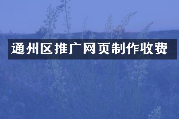 通州区推广网页制作收费