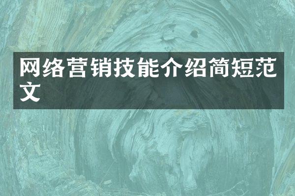 网络营销技能介绍简短范文