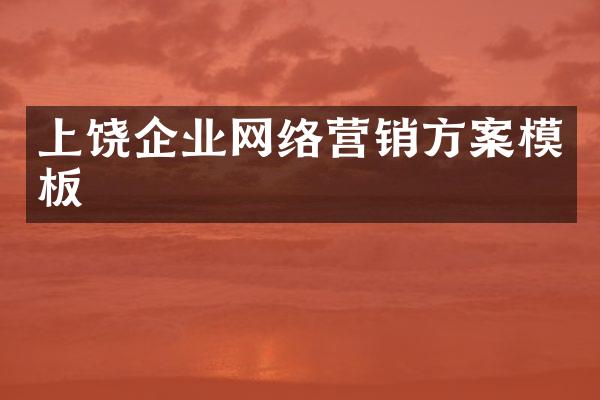 上饶企业网络营销方案模板