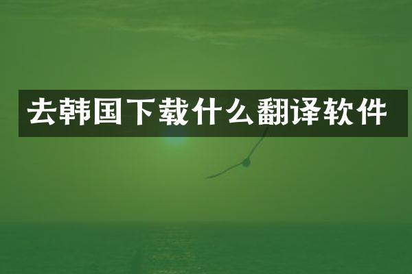 去韩国下载什么翻译软件