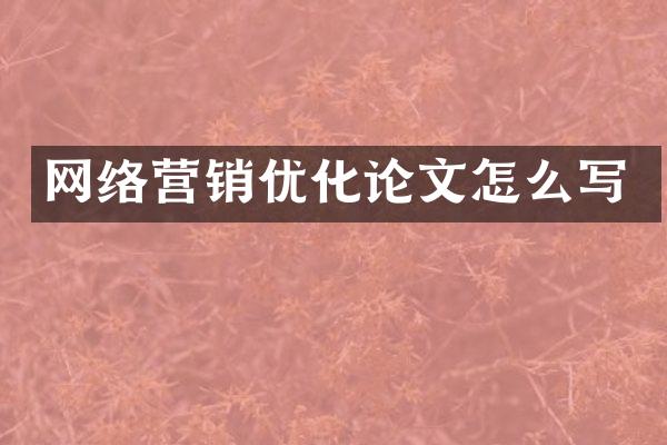 网络营销优化论文怎么写
