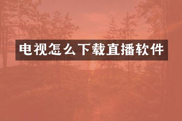 电视怎么下载直播软件