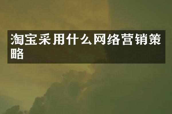 淘宝采用什么网络营销策略