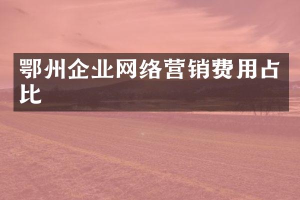 鄂州企业网络营销费用占比
