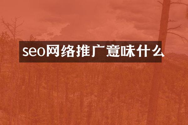 seo网络推广意味什么