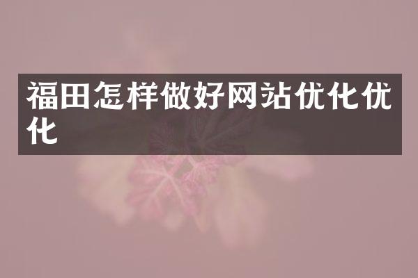 福田怎样做好网站优化优化