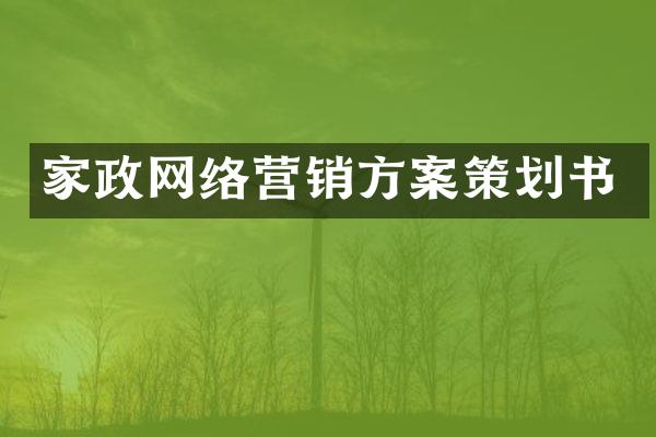 家政网络营销方案策划书