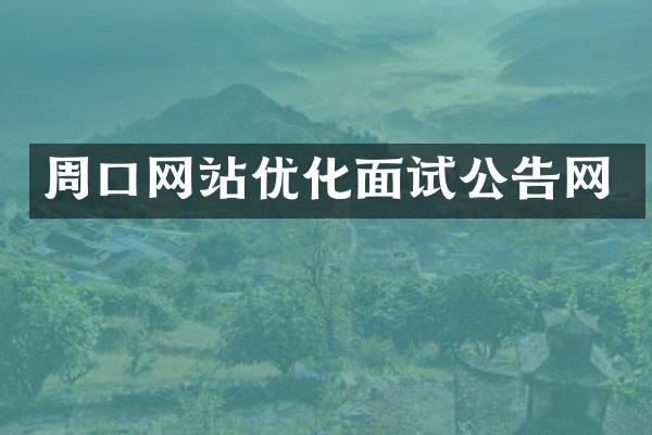 周口网站优化面试公告网