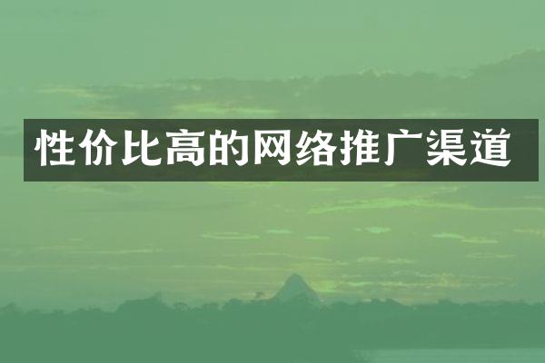 性价比高的网络推广渠道