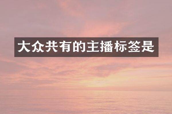 大众共有的主播标签是
