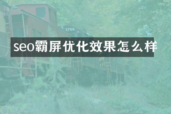 seo霸屏优化效果怎么样