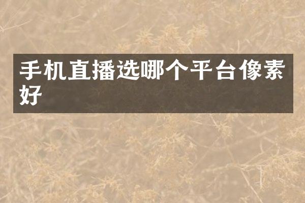 手机直播选哪个平台像素好