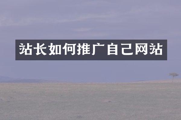 站长如何推广自己网站