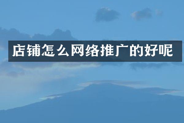 店铺怎么网络推广的好呢