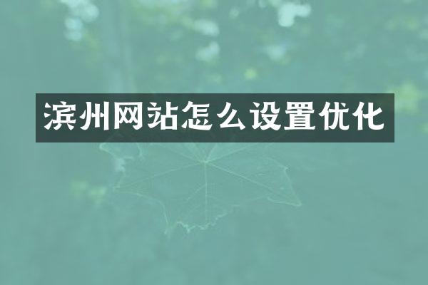 滨州网站怎么设置优化