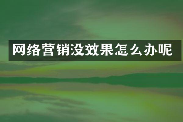 网络营销没效果怎么办呢