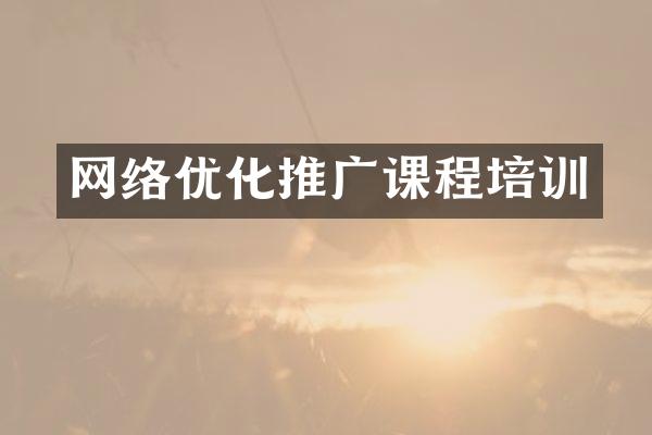 网络优化推广课程培训