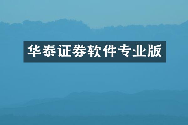 华泰证券软件专业版