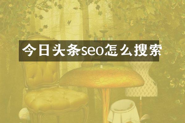 今日头条seo怎么搜索